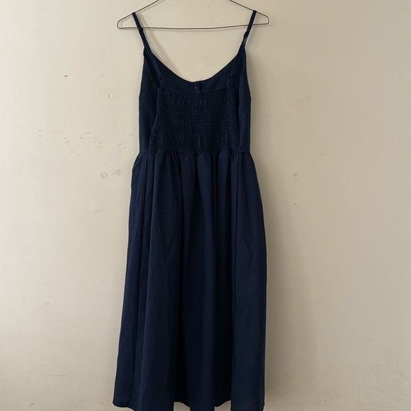 Navy blue sleeveless summer dress with pockets | Size Large - Picture 7 of 10